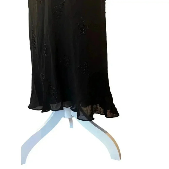 Jones New York formal dress 100% silk black and beaded maxi size 10 - Picture 6 of 8